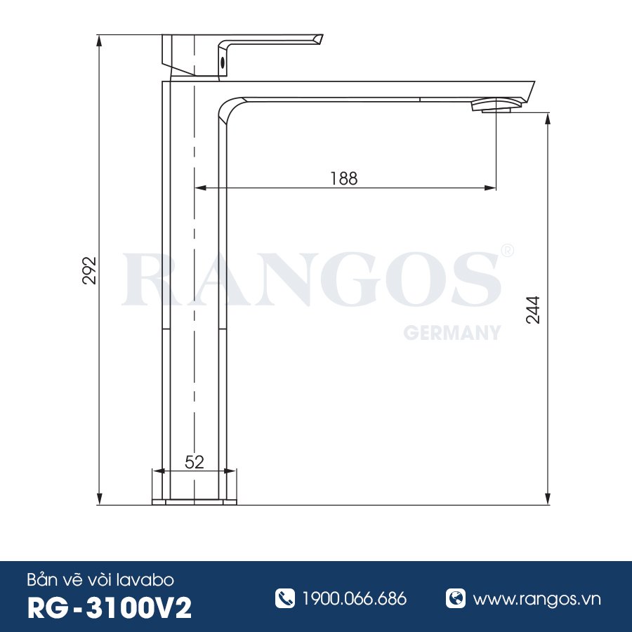 Bộ vòi lavabo gắn bàn Rangos RG-3100V2