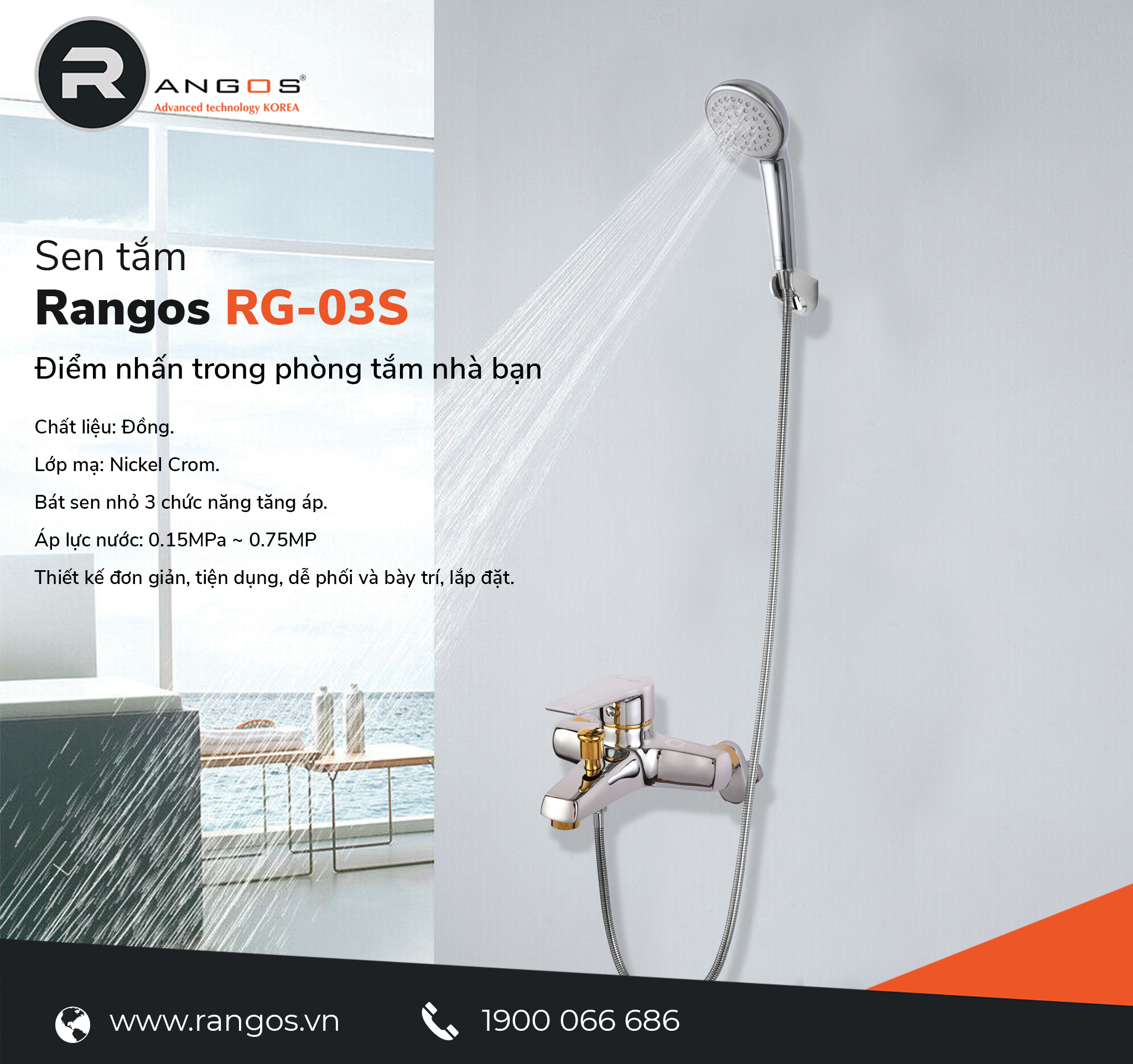 Bộ sen tắm nóng lạnh Rangos RG-03S
