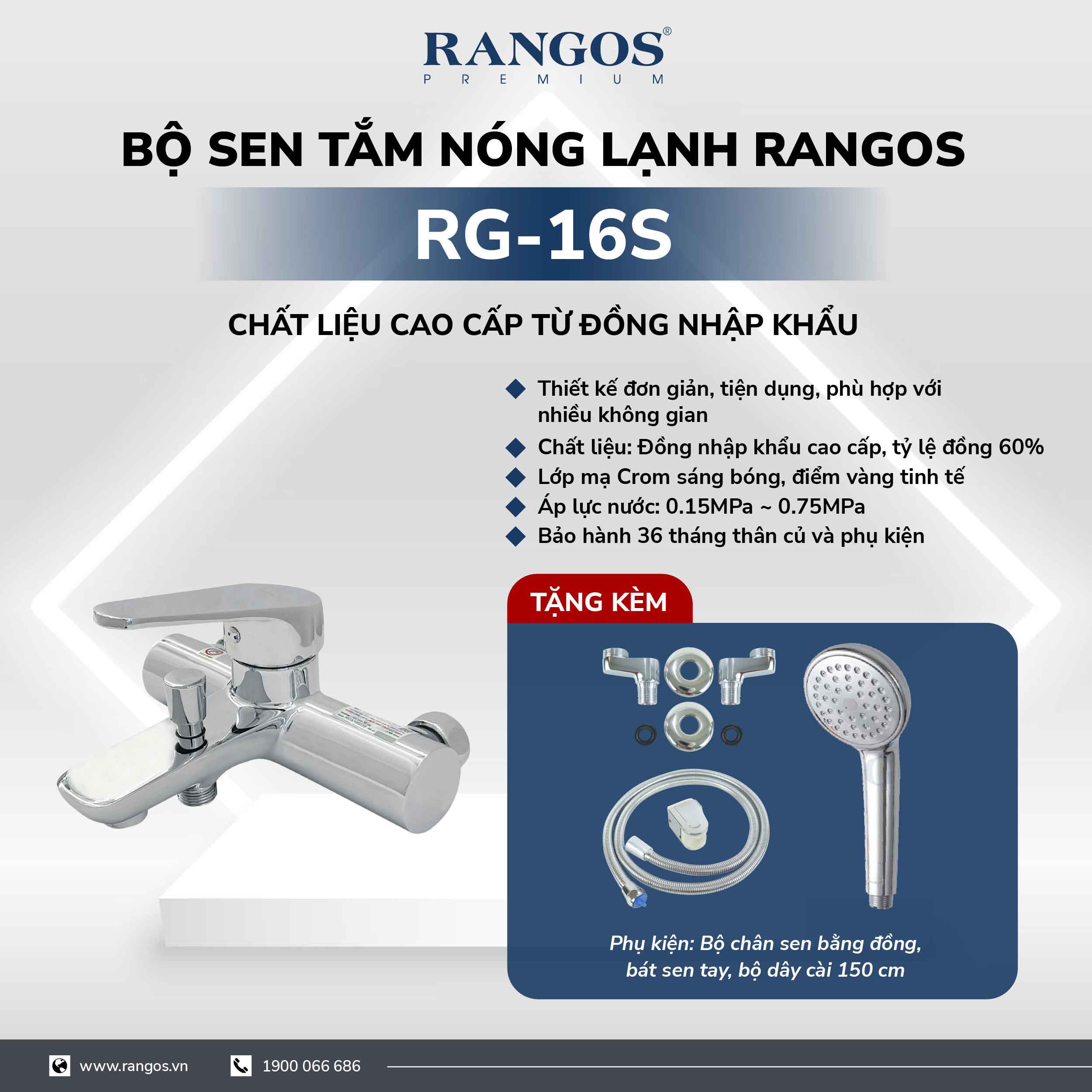 Bộ sen tắm nóng lạnh Rangos RG-16S