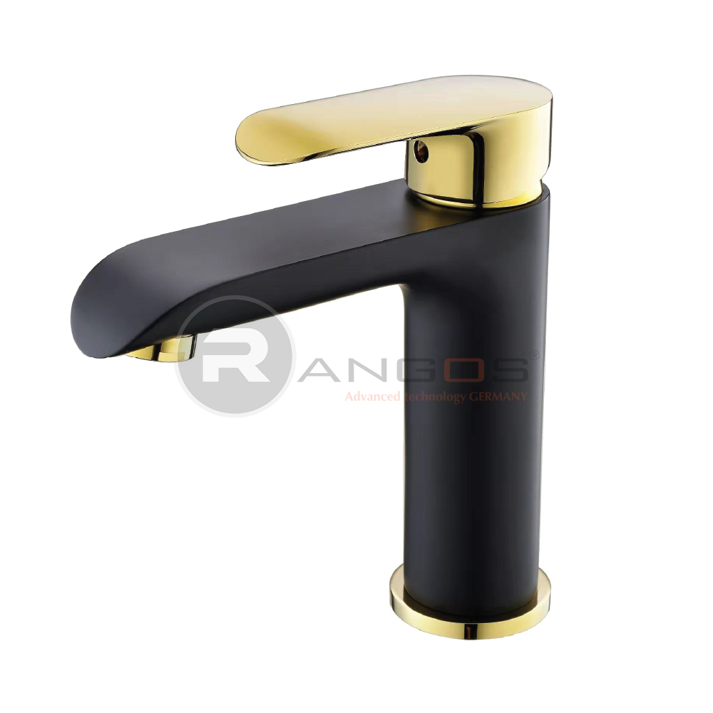 Vòi chậu lavabo mạ vàng đen Rangos RG-304V1