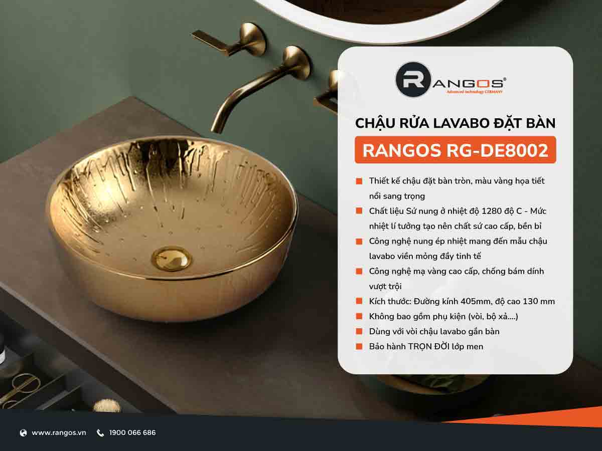 Chậu rửa lavabo đặt bàn Rangos RG-DE8002