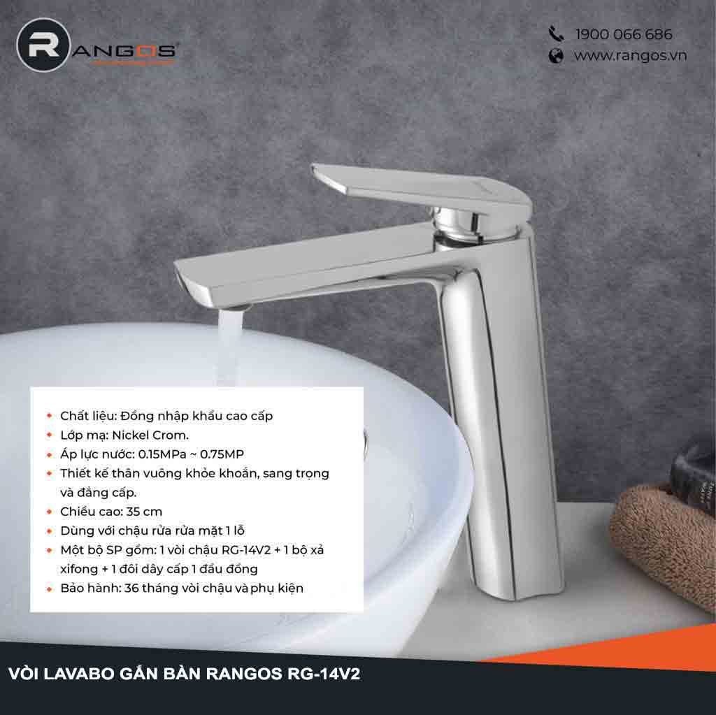 Bộ vòi lavabo gắn bàn Rangos RG-14V2