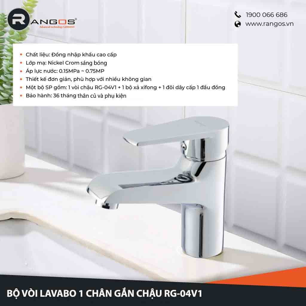 Bộ vòi lavabo gắn chậu Rangos RG-04V1