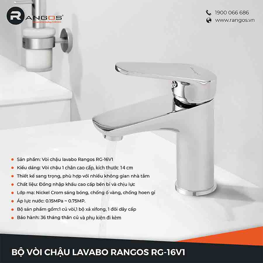 Bộ vòi lavabo gắn chậu Rangos RG-16v1